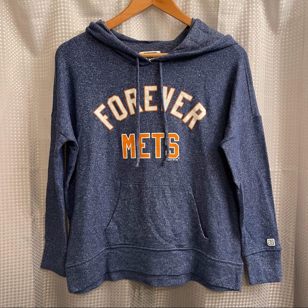 MLB Navy 'Forever Mets' Hooded Sweatshirt with Orange Lettering